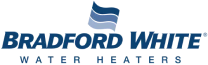 Logo Of Bradford White Water Heaters With Stylized Blue Waves Above The Text.