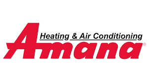 Amana Heating &Amp; Air Conditioning Logo In Vibrant Red Text, Showcasing One Of The Trusted Brands We Service For A/C Needs.