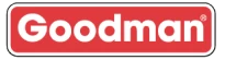 The Image Shows The Goodman Logo, With White Text On A Red Background And A Gray Border.