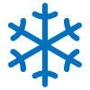 Blue Snowflake Icon With Six Symmetrical Arms On A White Background.